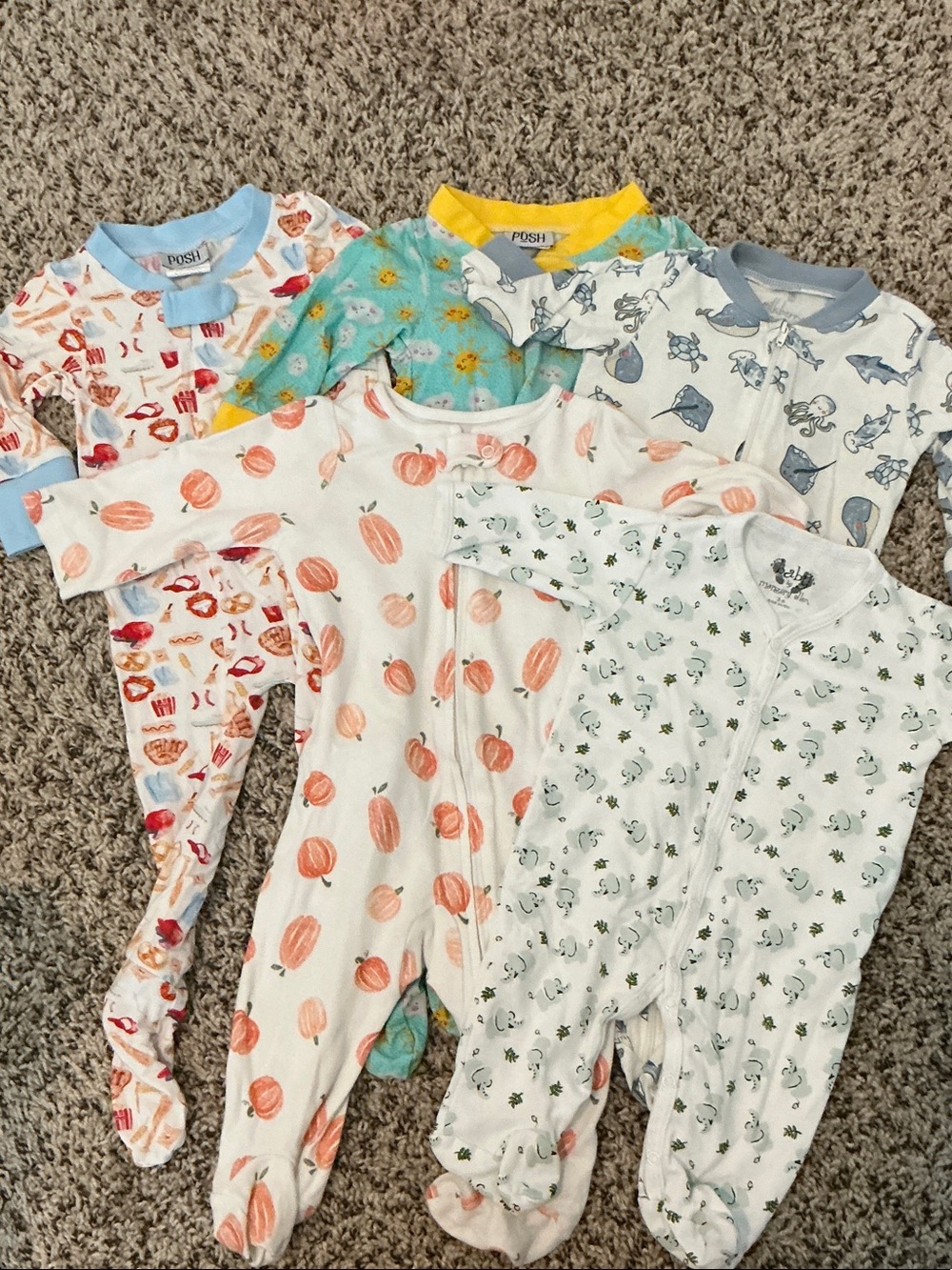 Bundle of 3-6 month Footed One-Piece Pajamas